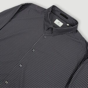 7Diamonds 4-Way Stretch Blaine Button Shirt Mens 2XL Black Striped Performance